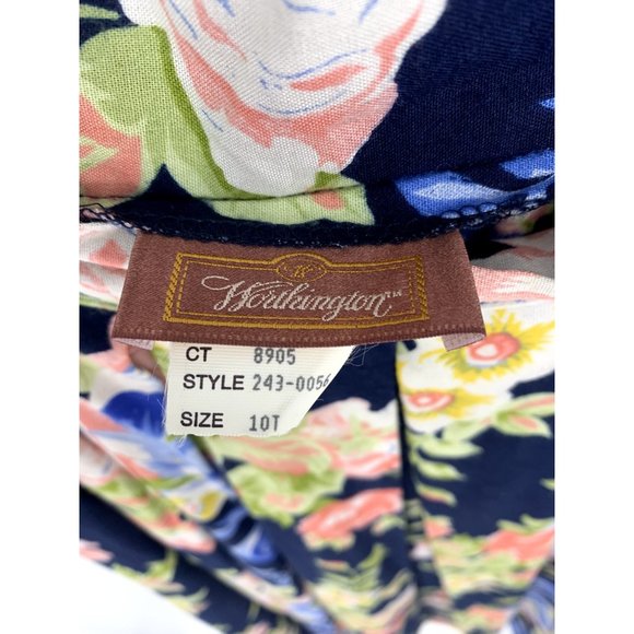 Vintage Worthington Women's Blue Floral Pleated Midi Skirt with pockets Size 10 - Picture 3 of 11